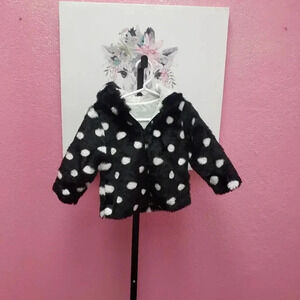 My Favorite Plush Jacket Black/White Polka Dot